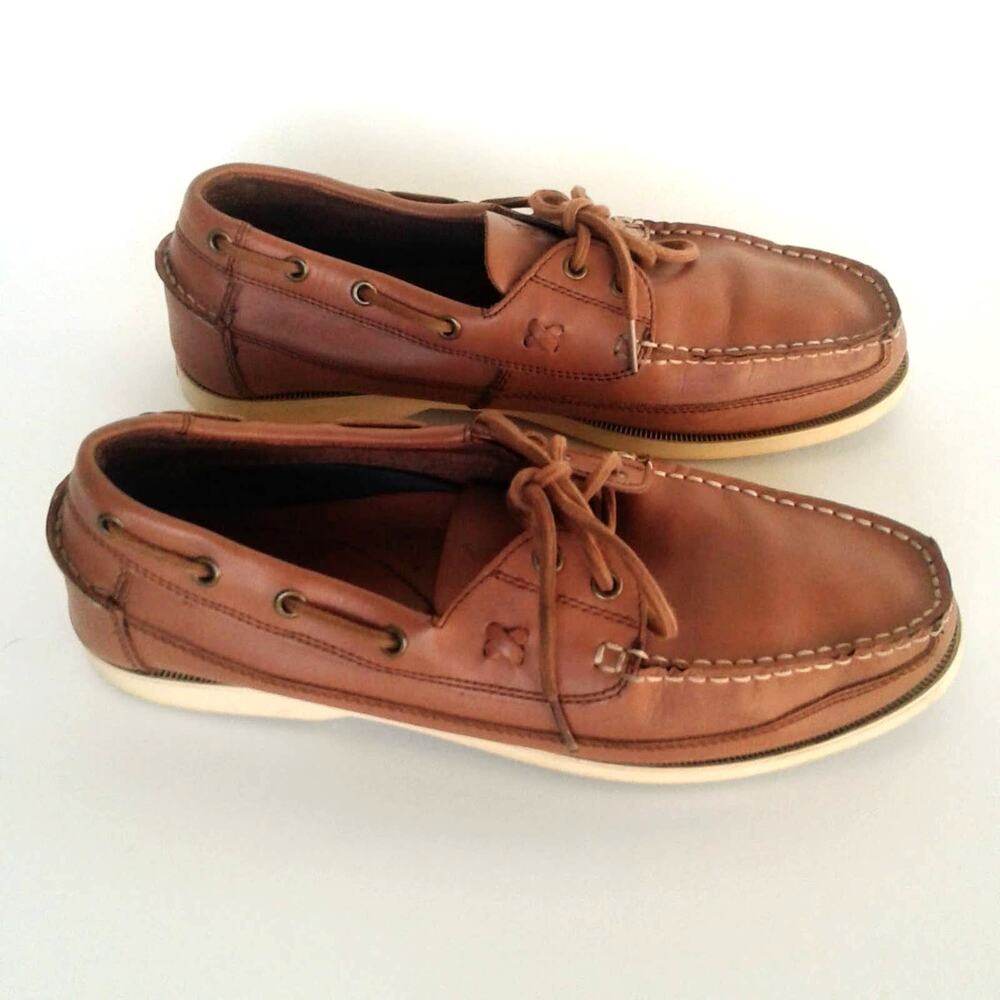 Polo Ralph Lauren Barx Tan Brown Leather Men's Boat Loafer Shoes 11D